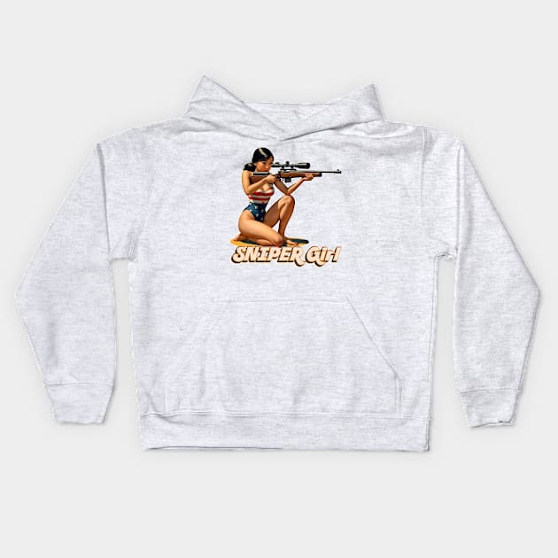 Sniper Girl Kids Hoodie by Rawlifegraphic